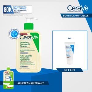 CeraVe Huile Lavante Moussante Hydratante Peau Très Sèche à Atopique | 473ml – Baume Miniature Offert