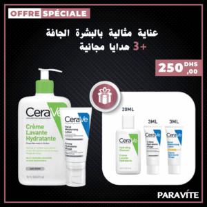 CeraVe Crème Lavante Hydratante Peau Normale à Sèche 473ml + Crème Hydratante Spf50 = 3 Miniatures Offertes