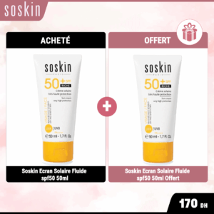 Soskin Écran Solaire Fluide SPF50+ - Pack 2x50ml (1 acheté = 1 offert)