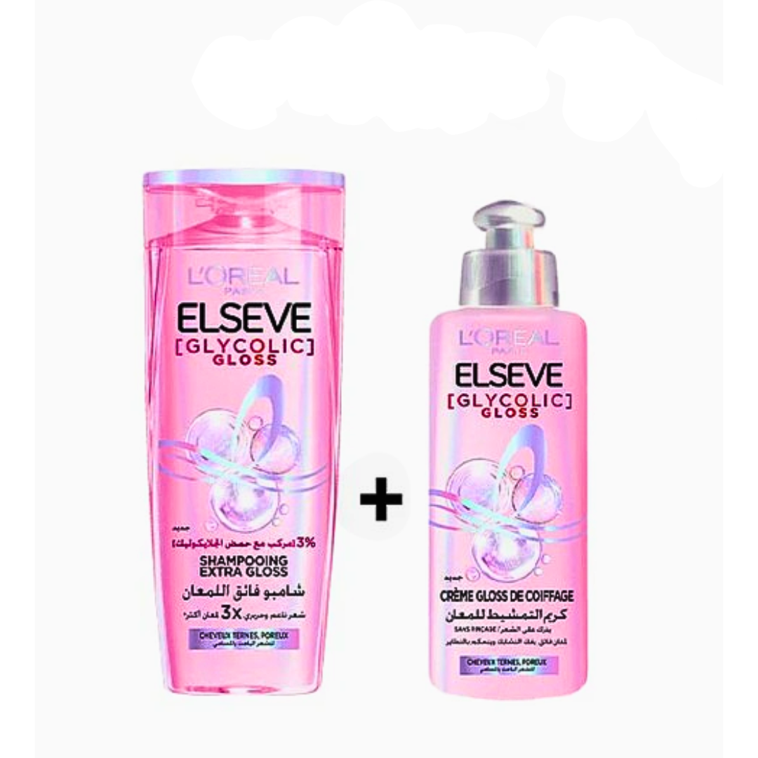 Elseve Glycolic Gloss Pack Creme De Coiffage 200ml + Shampoing 200ml