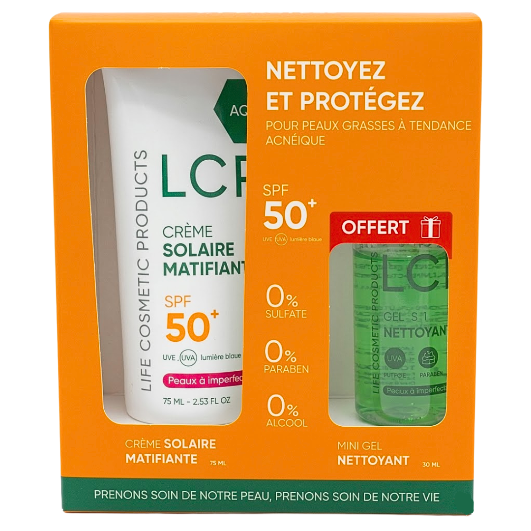 LCP Ecran Solaire Matifiante Spf50+ 75ml+Gel Nettoyant 30ml Pack